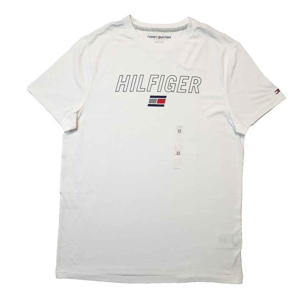 Tommy Hilfiger Sport Men's Short Sleeve T Shirt White Logo Tee Size XS NWT